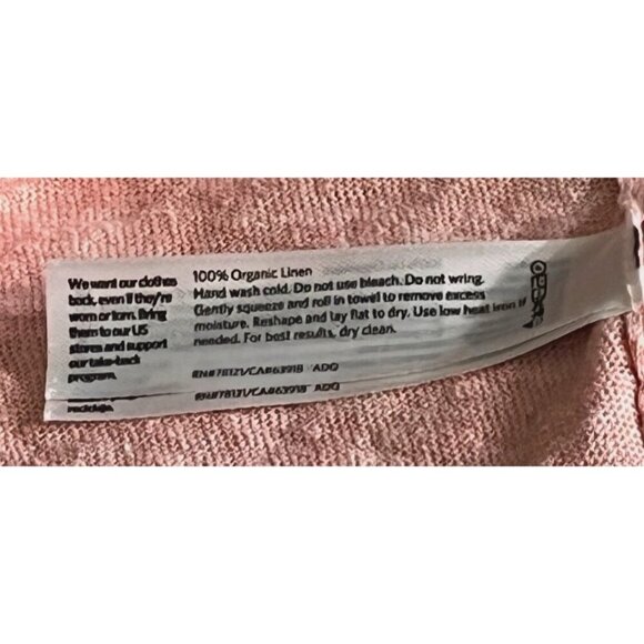 Eileen Fisher 100% Organic Linen Peach Melange V Neck Sweater Tunic Top - Picture 5 of 8